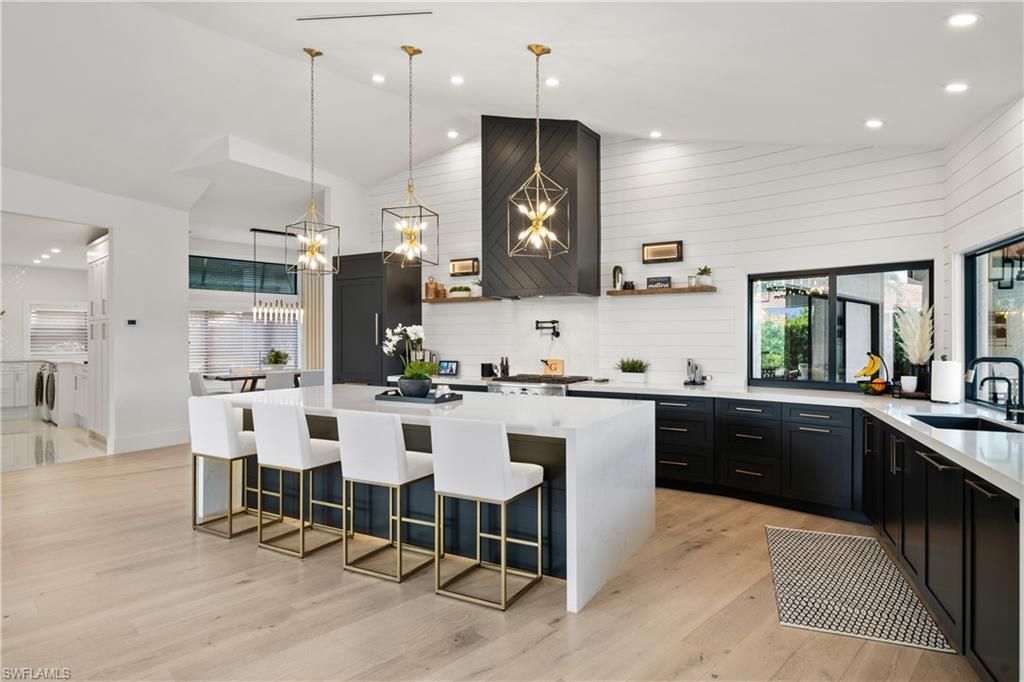 Interior, Kitchen, Pendant Lights, Recessed Lighting, Wood Texture Flooring