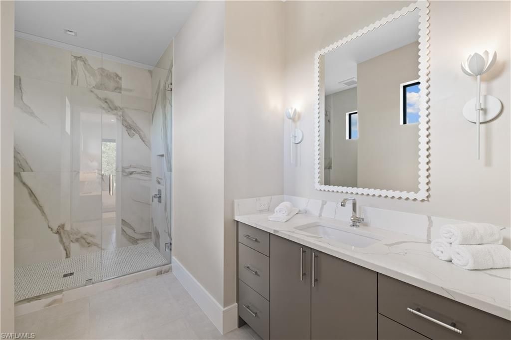 Bathroom, Glass Shower, Interior, Marble Walls