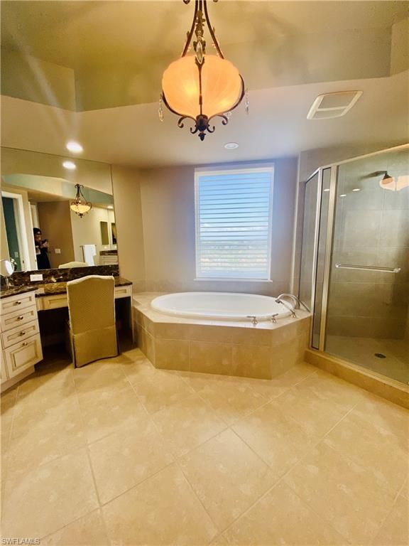 Bathroom, Chandelier, Glass Shower, Interior, Recessed Lighting