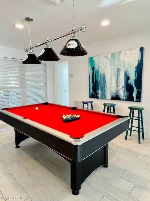 Billiard Table, Game Room, Interior, Pendant Lights, Recessed Lighting