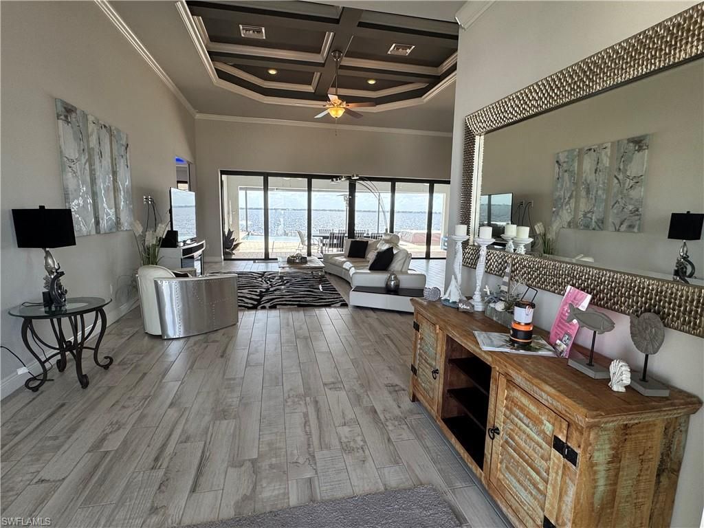 Interior, Living room, Recessed Lighting, Water, Wood Texture Flooring