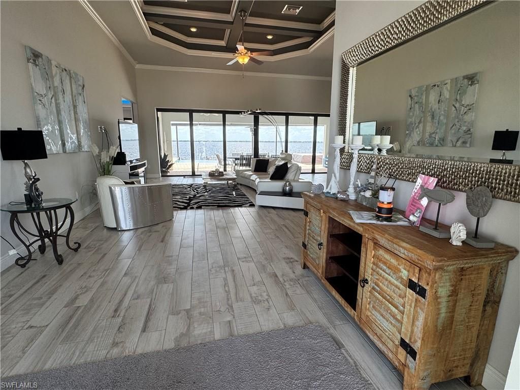 Interior, Living room, Recessed Lighting, Water, Wood Texture Flooring