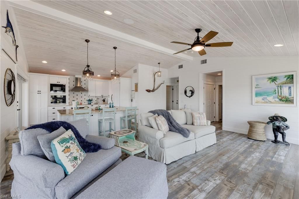 Interior, Kitchen, Living room, Pendant Lights, Recessed Lighting, Stainless Steel Appliances, Wood Texture Flooring