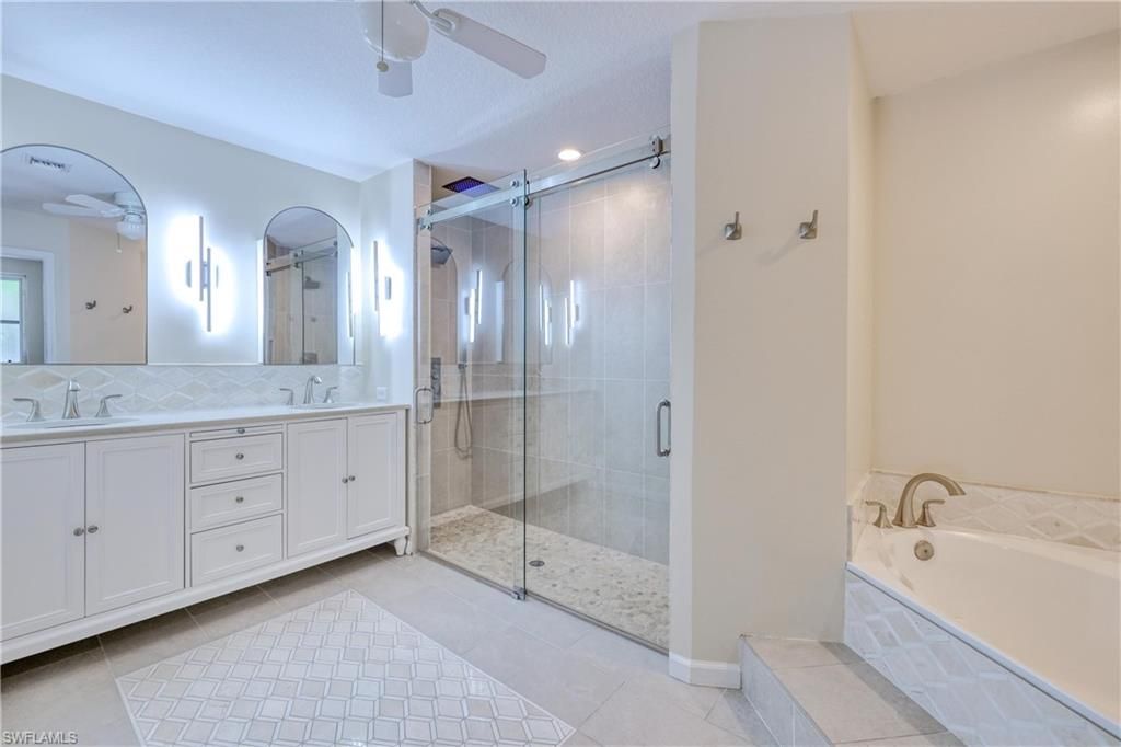 Bathroom, Dual Sink Vanities, Glass Shower, Interior, Recessed Lighting