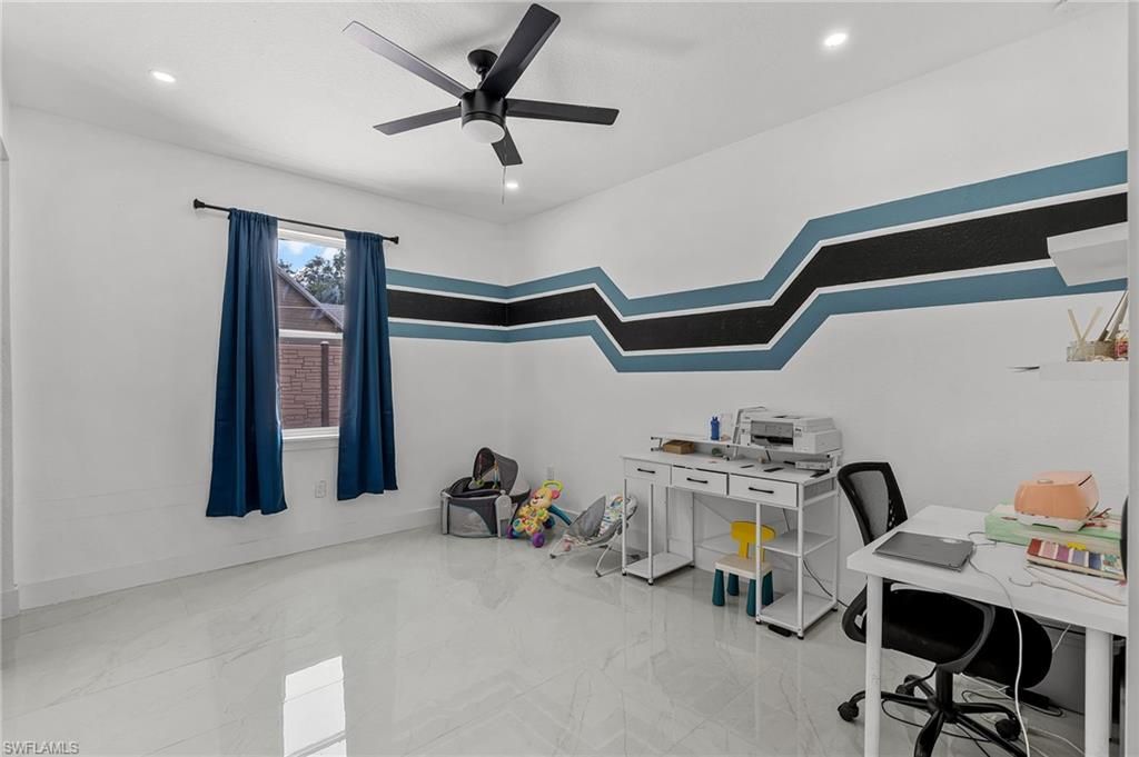 Home Office, Interior, Marble, Recessed Lighting