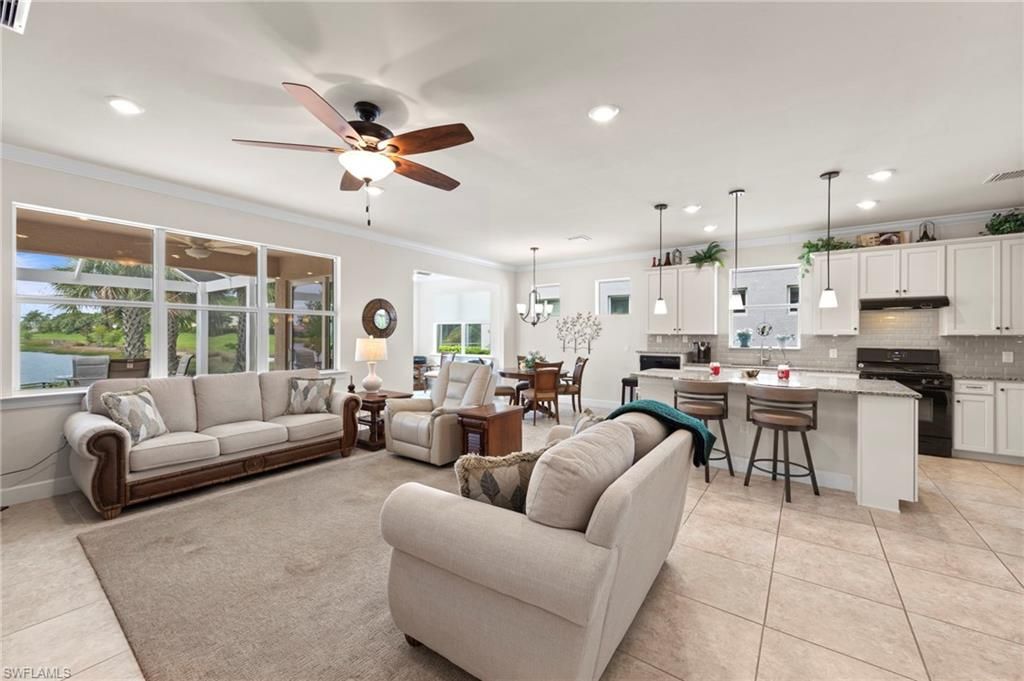 Dining room, Interior, Kitchen, Living room, Pendant Lights, Recessed Lighting, Stainless Steel Appliances, Water
