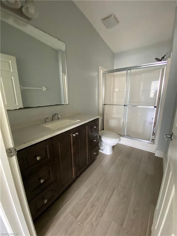 Bathroom, Glass Shower, Interior, Wood Texture Flooring