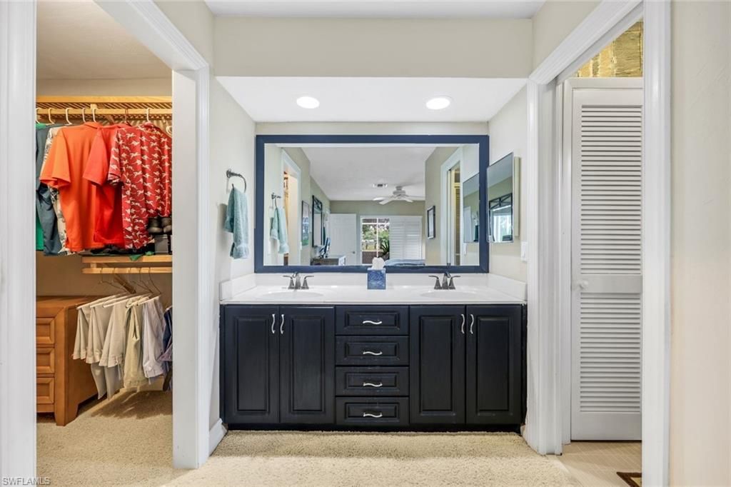 Bathroom, Dual Sink Vanities, Interior, Recessed Lighting, Walk-in Closets