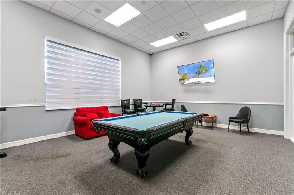 Billiard Table, Game Room, Interior, Recessed Lighting