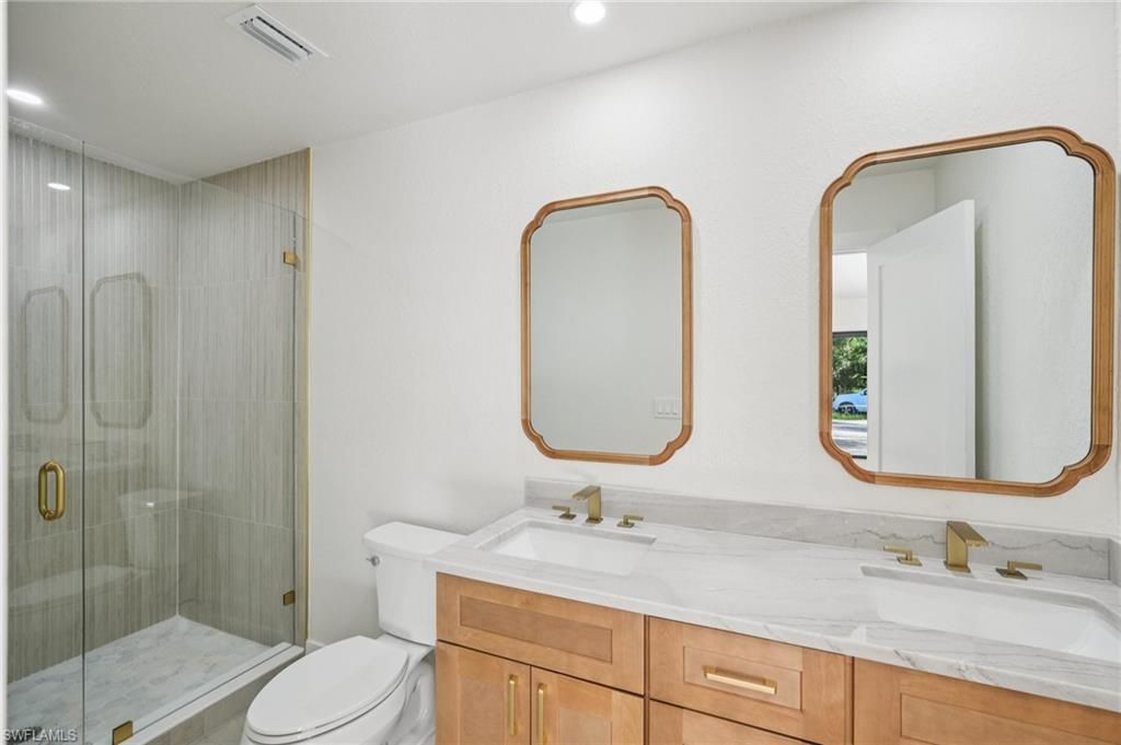 Bathroom, Dual Sink Vanities, Glass Shower, Interior, Recessed Lighting
