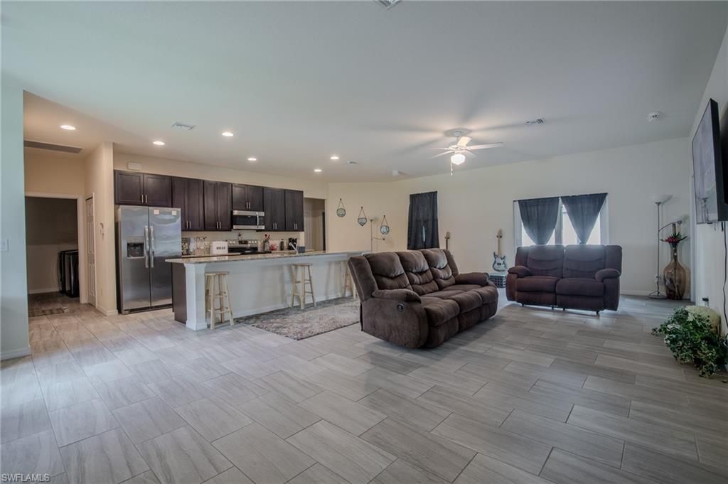 Interior, Kitchen, Living room, Recessed Lighting, Wood Texture Flooring
