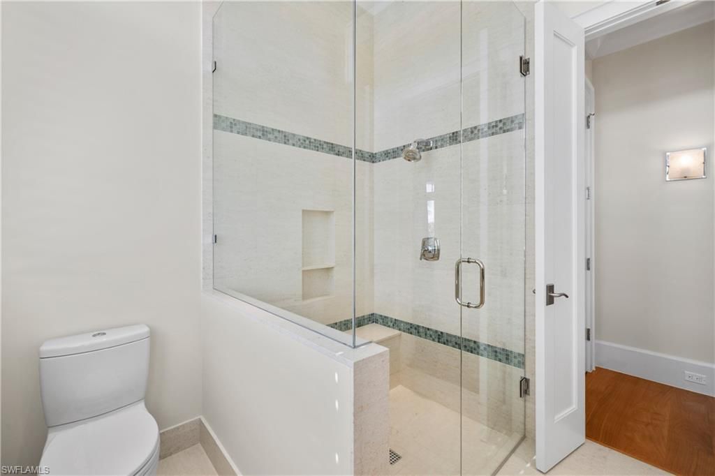 Bathroom, Glass Shower, Interior, Wood Texture Flooring