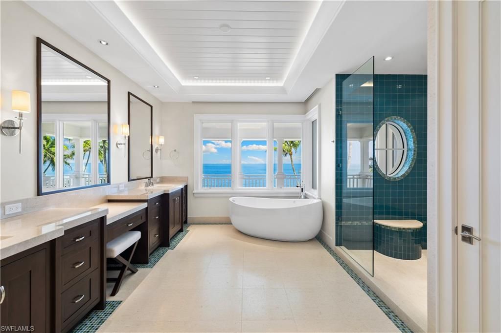 Bathroom, Dual Sink Vanities, Free Standing Baths, Glass Shower, Interior, Recessed Lighting, Water