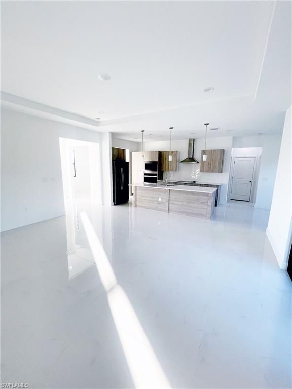 Empty room, Interior, Kitchen, Pendant Lights
