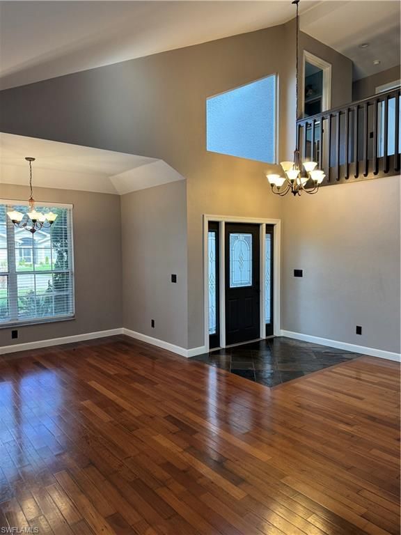 Chandelier, Empty room, Interior, Wood Texture Flooring