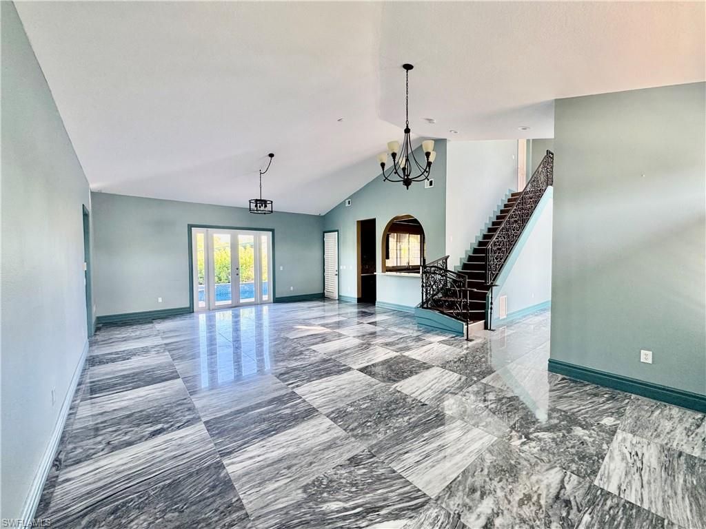 Chandelier, Empty room, Interior, Marble, Pendant Lights