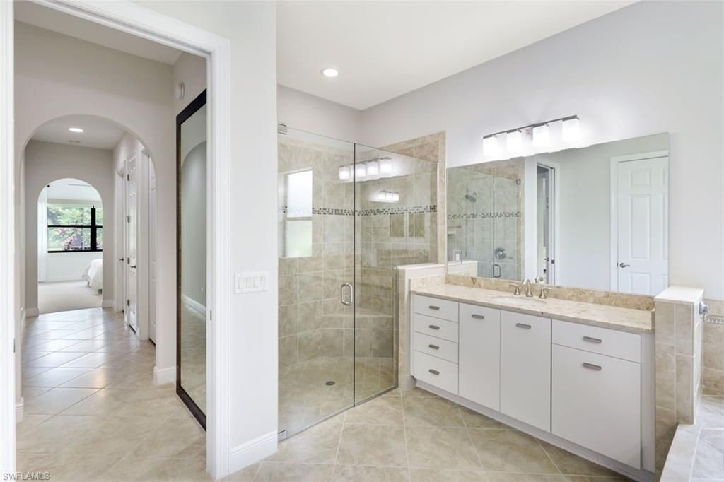 Bathroom, Dual Sink Vanities, Glass Shower, Interior, Recessed Lighting