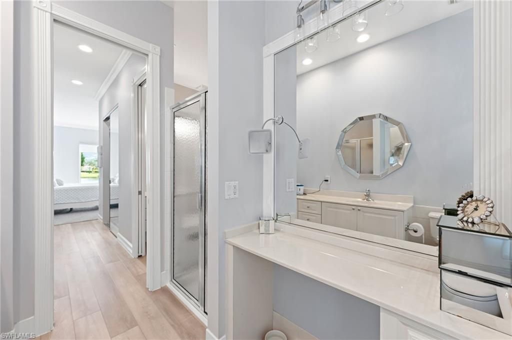 Bathroom, Interior, Recessed Lighting, Wood Texture Flooring