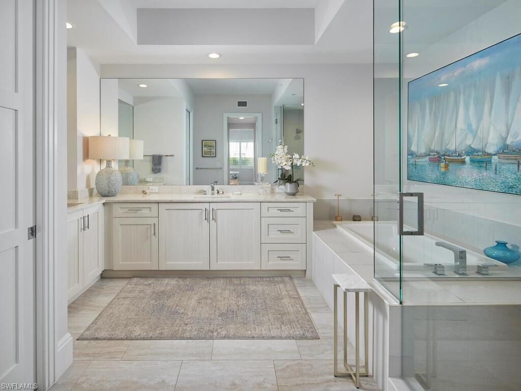 Bathroom, Dual Sink Vanities, Glass Shower, Interior, Recessed Lighting