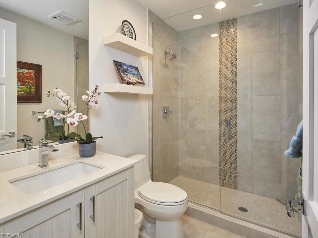 Bathroom, Glass Shower, Interior, Recessed Lighting