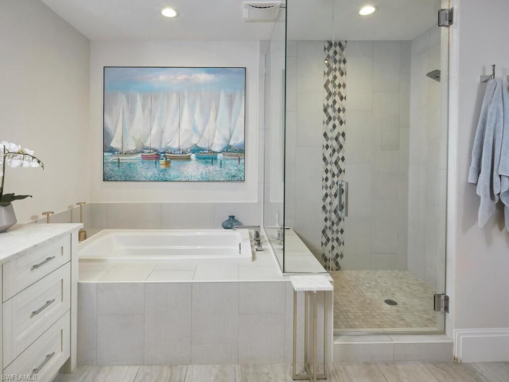 Bathroom, Glass Shower, Interior, Recessed Lighting