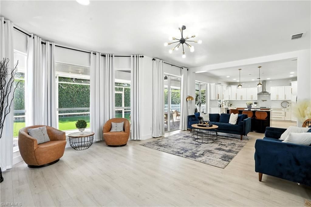 Interior, Kitchen, Living room, Pendant Lights, Recessed Lighting, Stainless Steel Appliances, Wood Texture Flooring