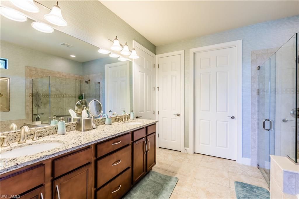 Bathroom, Dual Sink Vanities, Glass Shower, Interior, Recessed Lighting