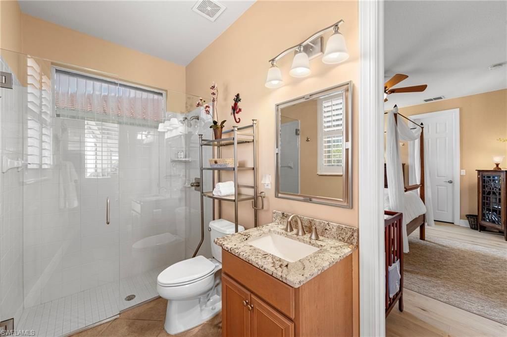 Bathroom, Glass Shower, Interior, Wood Texture Flooring