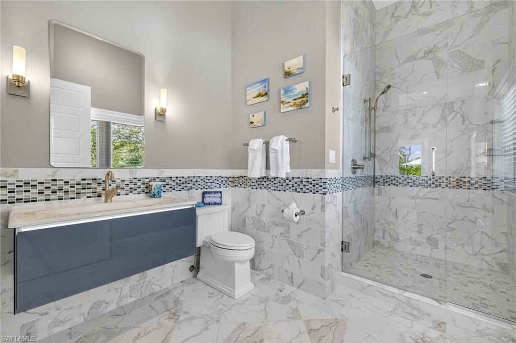 Bathroom, Glass Shower, Interior, Marble, Marble Walls