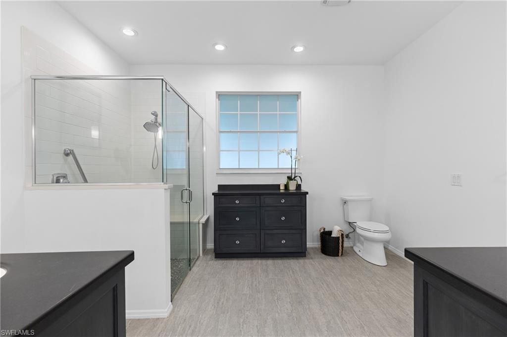 Bathroom, Glass Shower, Interior, Recessed Lighting