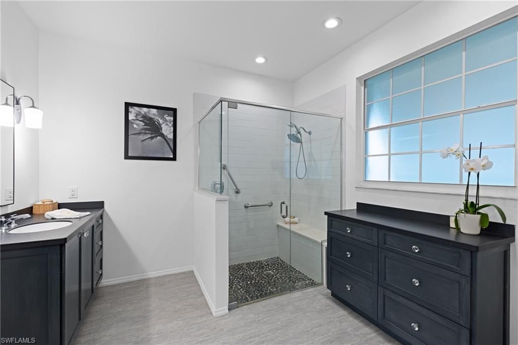 Bathroom, Glass Shower, Interior, Recessed Lighting