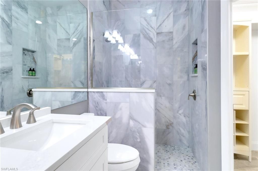 Bathroom, Glass Shower, Interior, Marble Walls