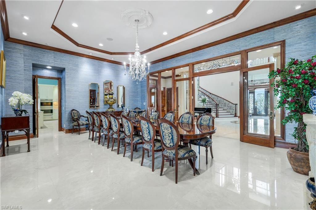 Chandelier, Dining room, Interior, Recessed Lighting