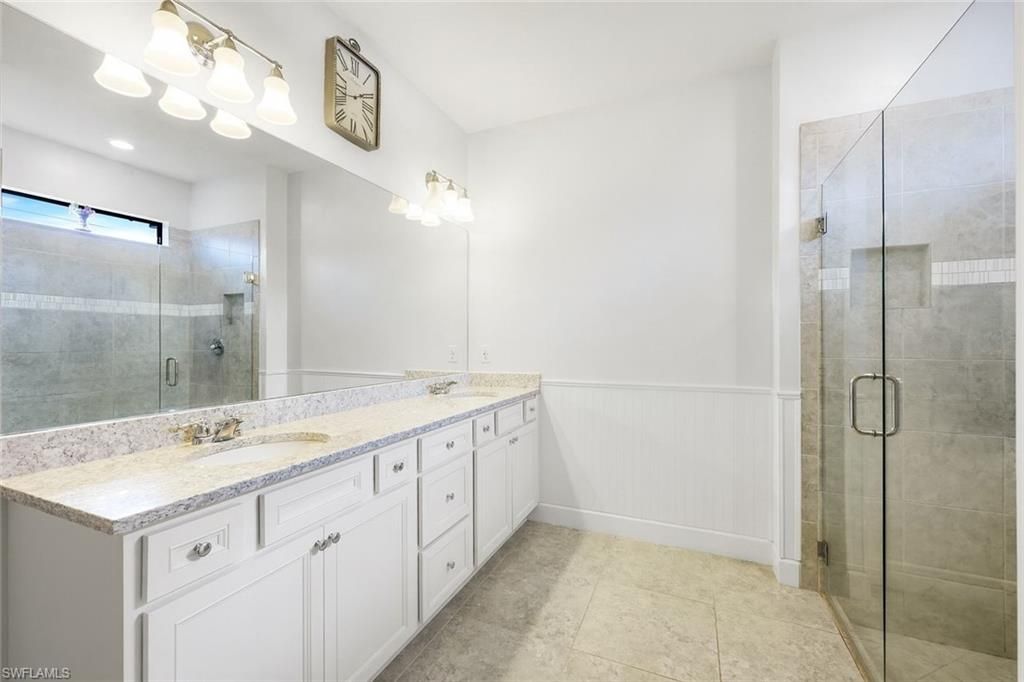 Bathroom, Dual Sink Vanities, Glass Shower, Interior