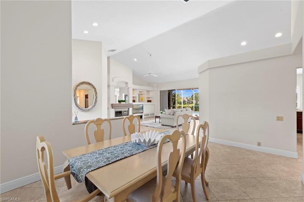 Dining room, Fireplace, Interior, Living room, Pendant Lights, Recessed Lighting