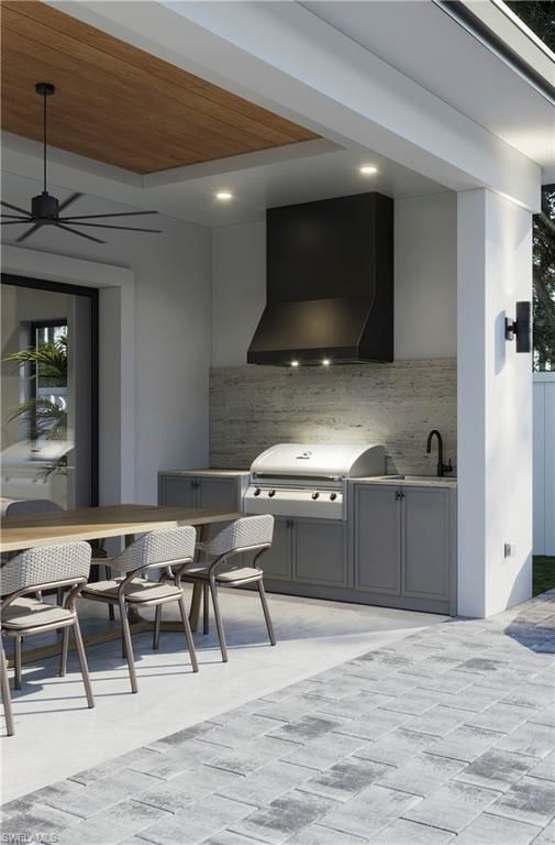 Exterior, Outdoor Kitchen, Recessed Lighting