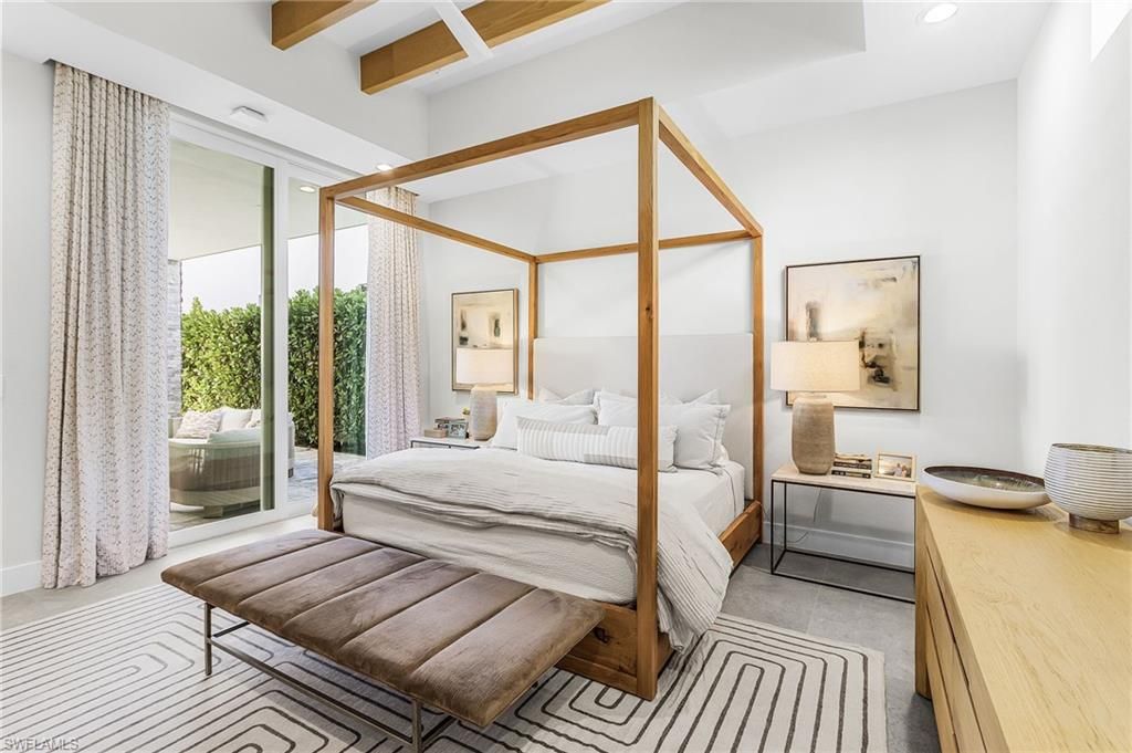 Bedroom, Interior, Recessed Lighting, Wooden Beams