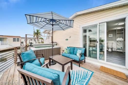Exterior, Hot Tub, Wood Texture Flooring