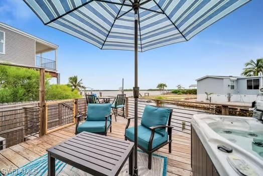 Exterior, Hot Tub, Wood Texture Flooring