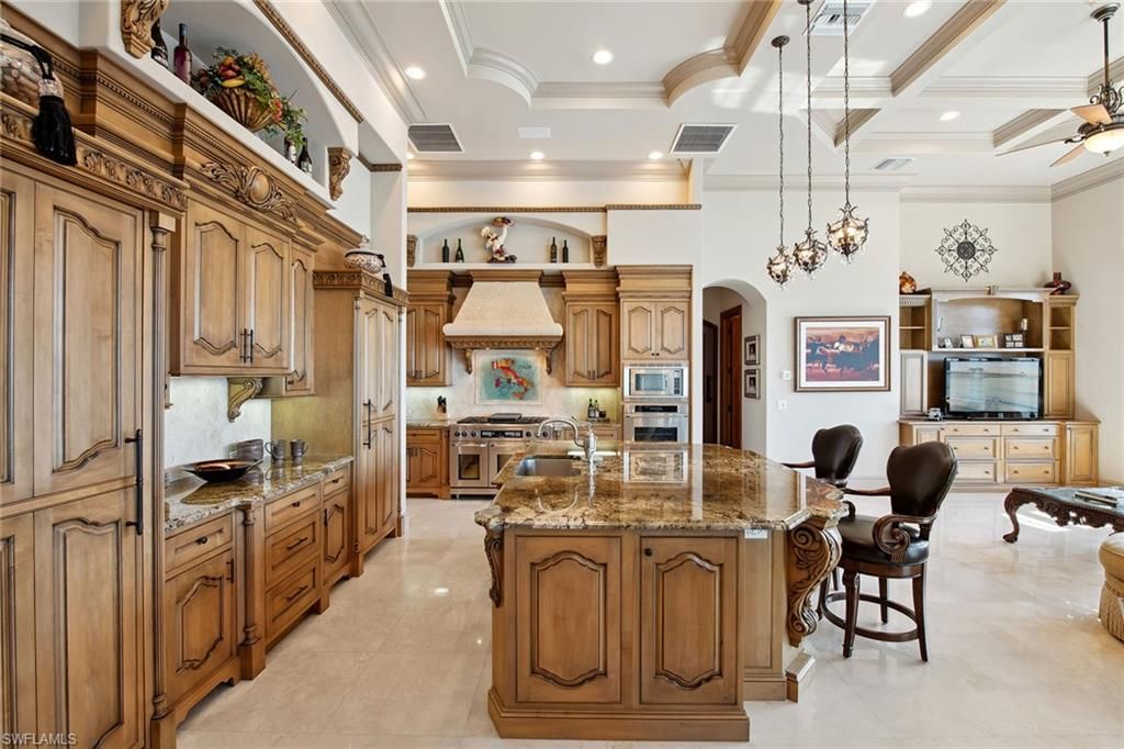 Chandelier, Interior, Kitchen, Pendant Lights, Recessed Lighting, Stainless Steel Appliances