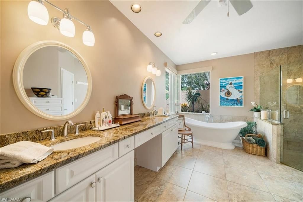 Bathroom, Dual Sink Vanities, Free Standing Baths, Glass Shower, Interior, Recessed Lighting