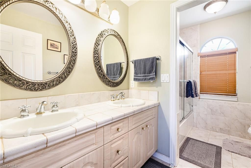 Bathroom, Dual Sink Vanities, Glass Shower, Interior, Tile Countertops