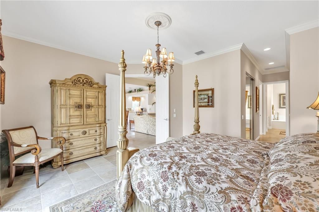 Bedroom, Chandelier, Interior, Recessed Lighting