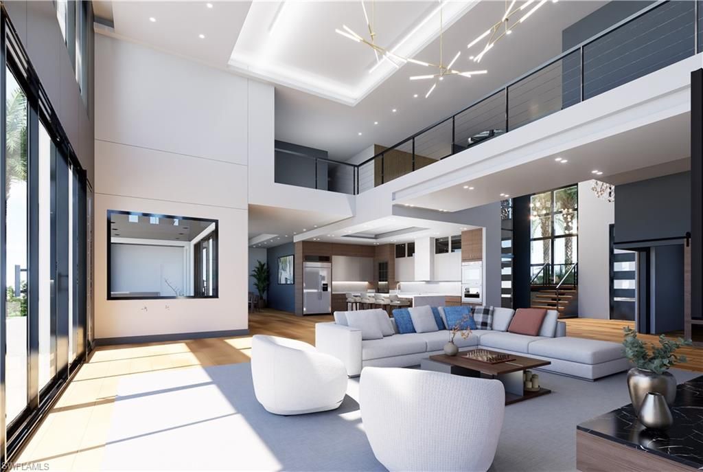 Interior, Kitchen, Living room, Recessed Lighting, Wood Texture Flooring