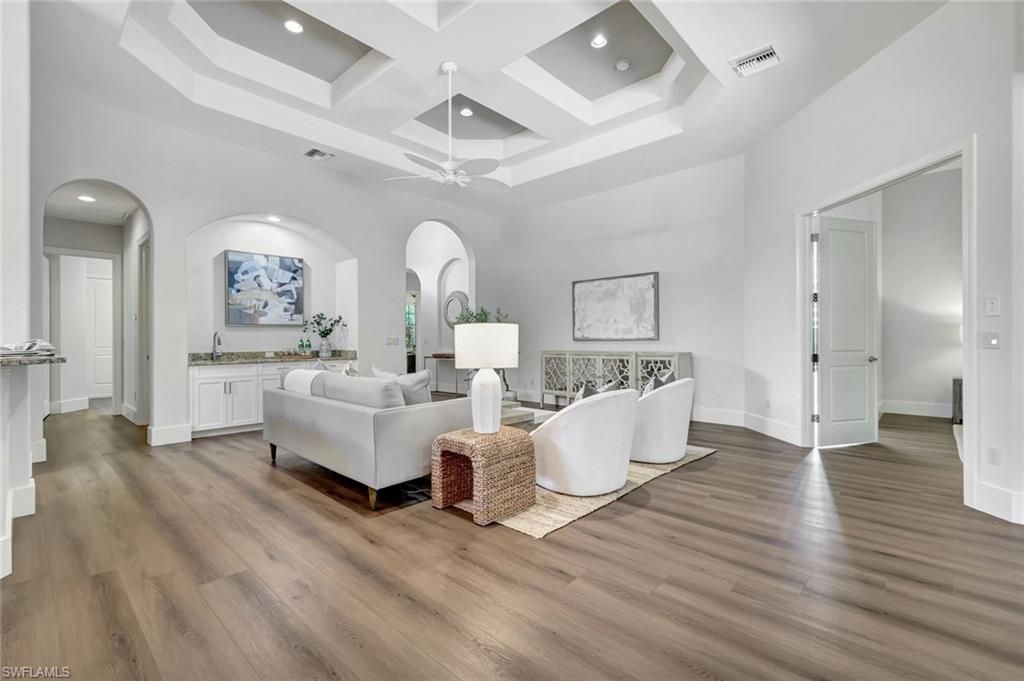 Interior, Living room, Recessed Lighting, Wood Texture Flooring