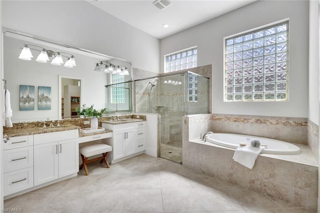 Bathroom, Dual Sink Vanities, Glass Shower, Interior, Recessed Lighting