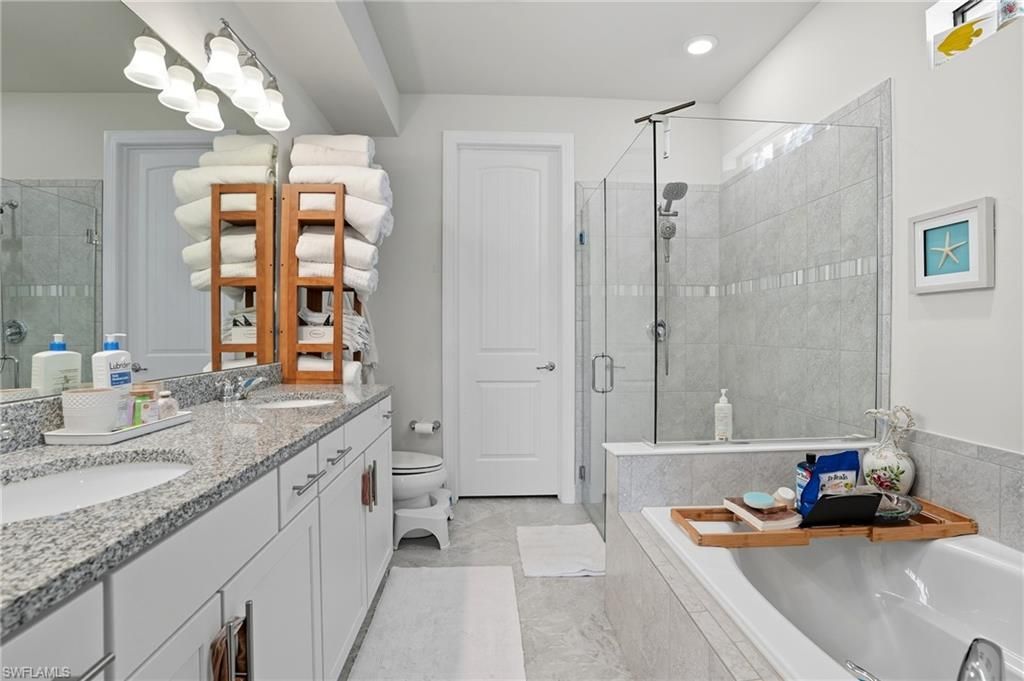 Bathroom, Dual Sink Vanities, Glass Shower, Interior, Recessed Lighting