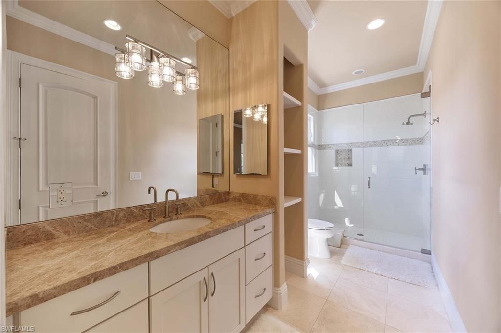 Bathroom, Dual Sink Vanities, Glass Shower, Interior, Recessed Lighting