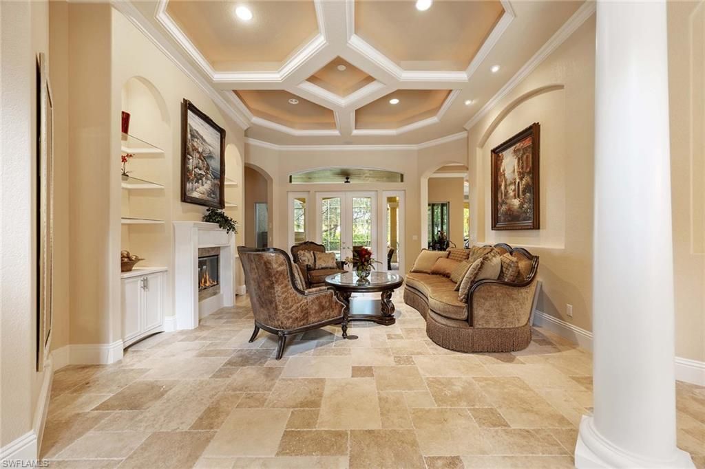 Fireplace, Interior, Living room, Recessed Lighting