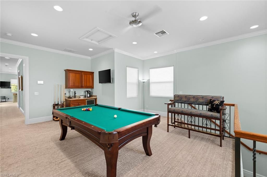 Billiard Table, Game Room, Interior, Recessed Lighting